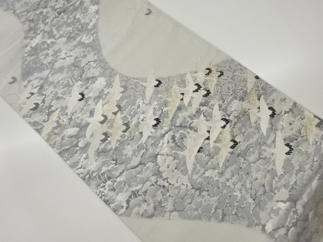 JAPANESE KIMONO / VINTAGE FUKURO OBI / SILK / WOVEN WAVY STRIPE